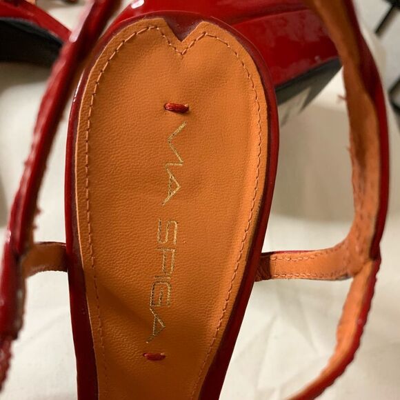 Bright Red Via Spiga platform heel sz 5.5M - Picture 5 of 8
